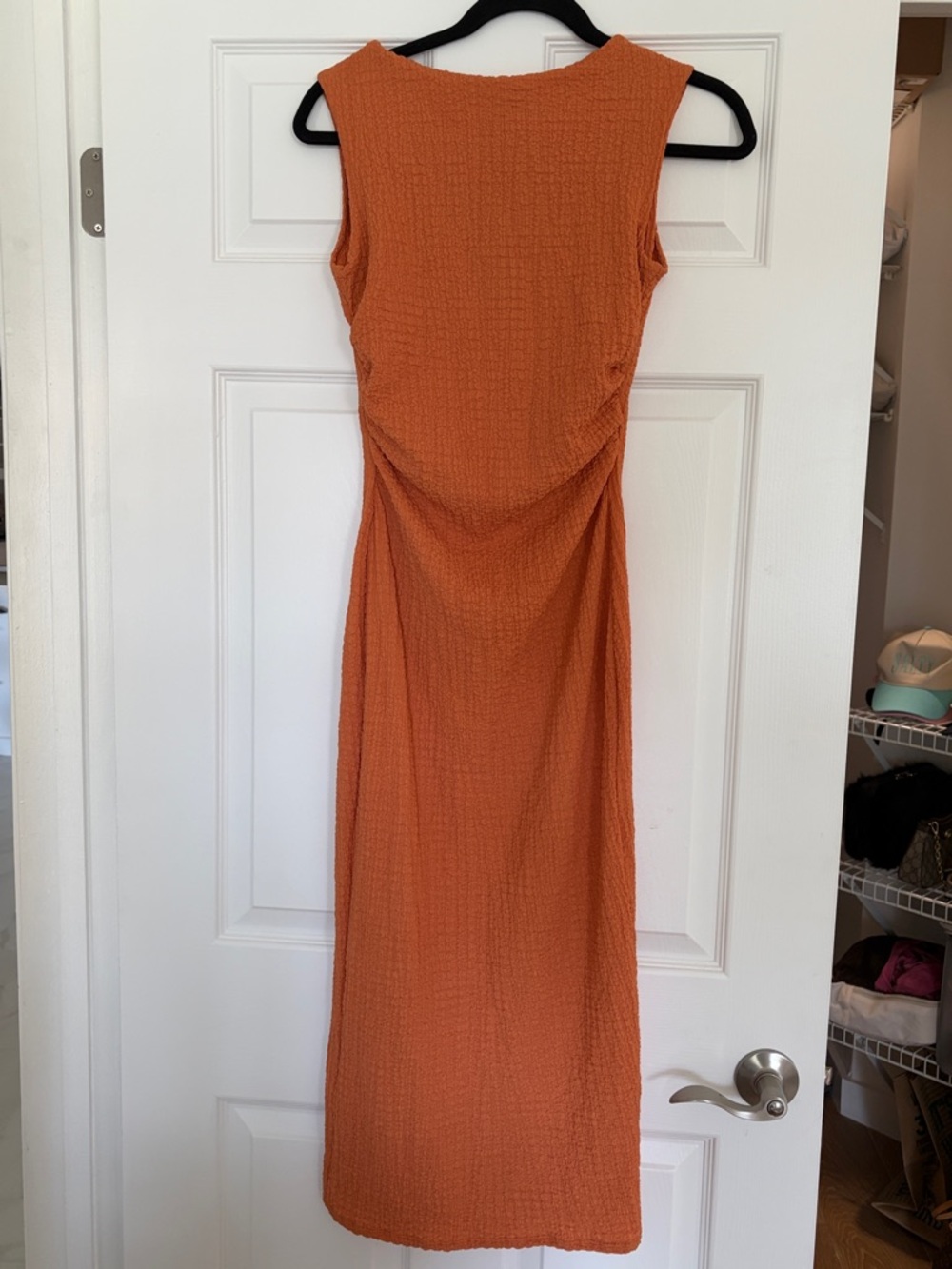 See You Monday Orange Body Con Midi Dress Medium- NWT